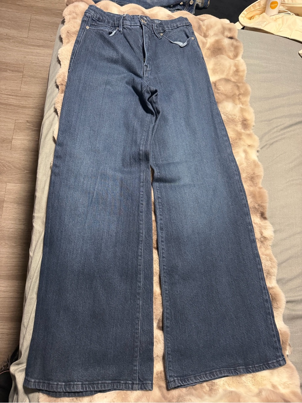 Good American Dark Blue Wide-Leg Jeans